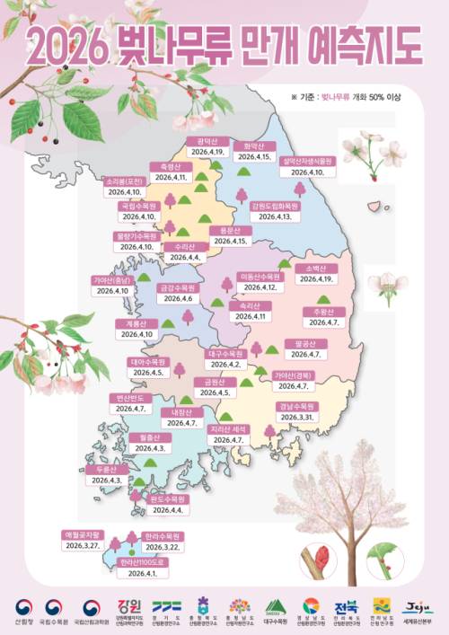 2026 봄꽃 개화 시기, 작년보다 빨라…